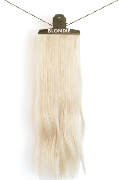 hair extensions hanging, solid blonde