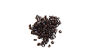 Dark brown beads scattered on white background to show true color of the beads